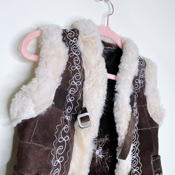 ⚡️SOLD⚡️ VINTAGE 70s afghan boho folk art shearling vest - size xxs - Picture 6 of 6